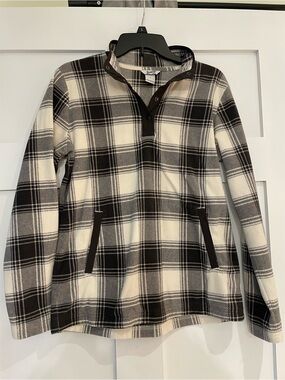 Duluth Women’s Coffee and Cream Plaid Flannel Shacket/Pullover Size Small